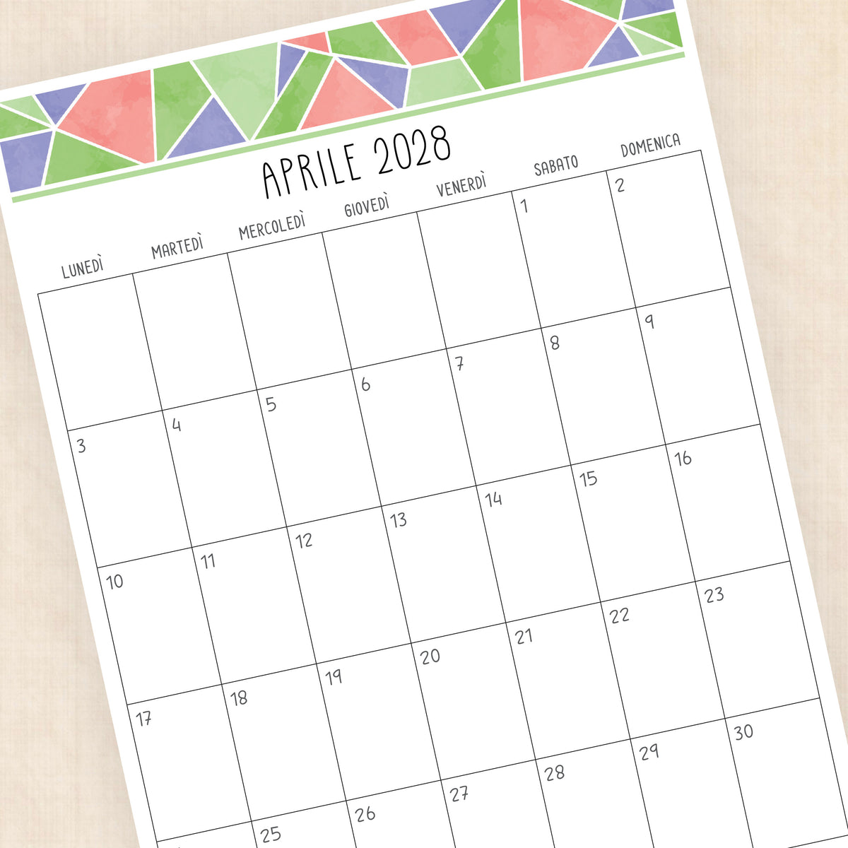 calendario 2028 da stampare