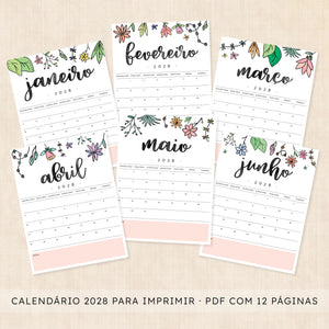 Calendário 2028 para imprimir