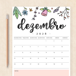 Calendário 2028 para imprimir