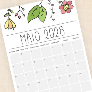 Calendário 2028 para imprimir