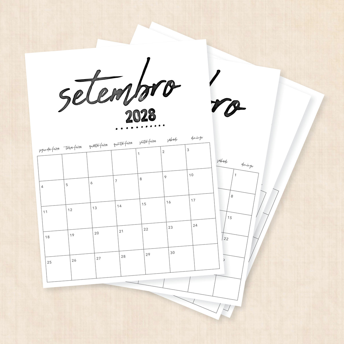 Calendário 2028 para imprimir