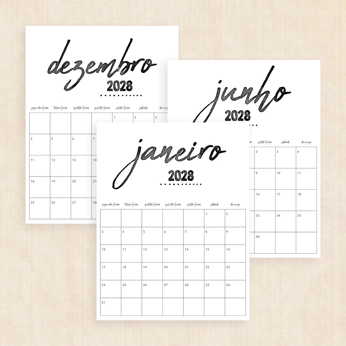 Calendário 2028 para imprimir