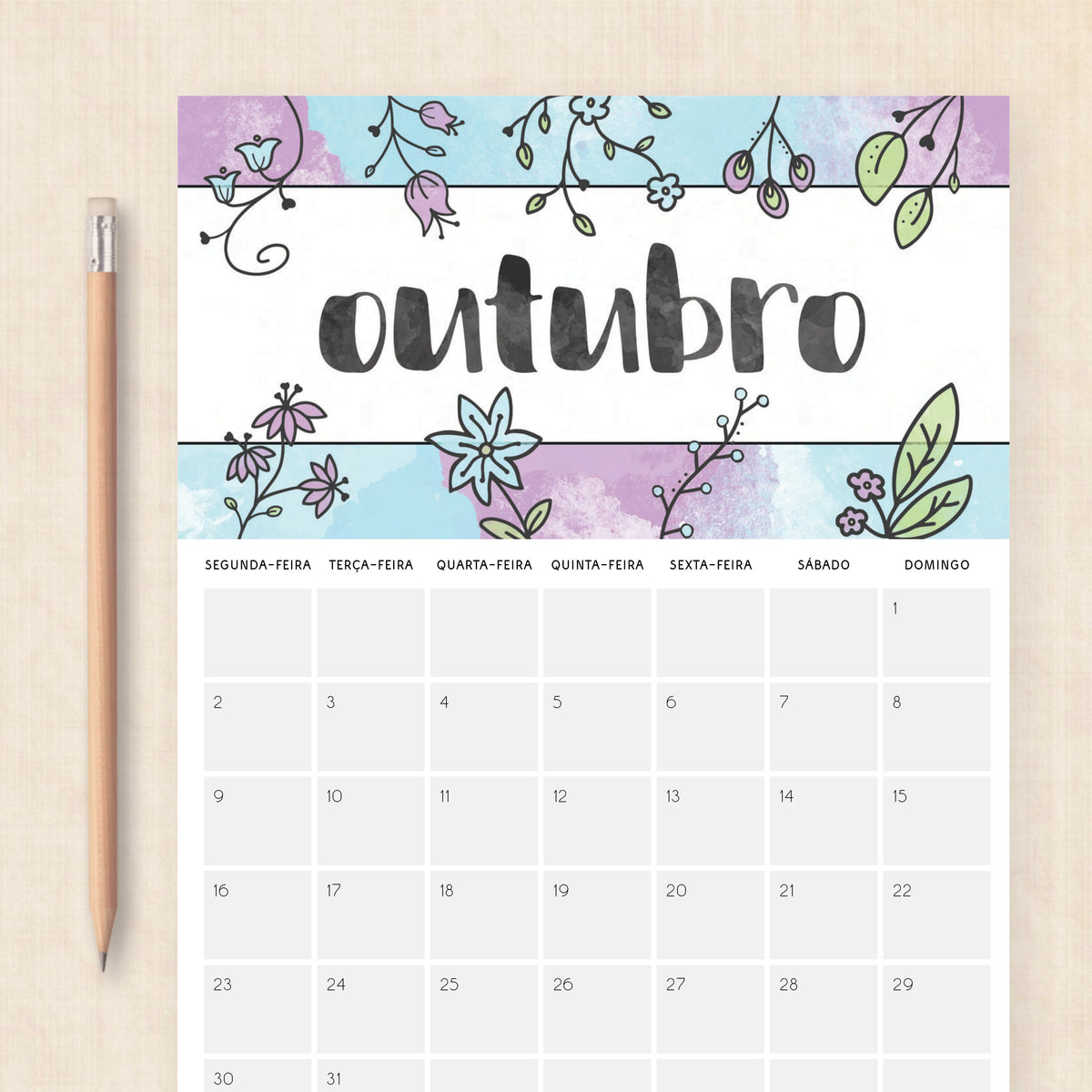 Calendário 2028 para imprimir