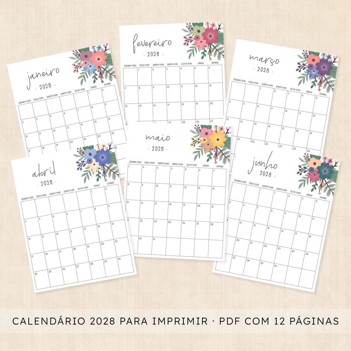 Calendário 2028 para imprimir