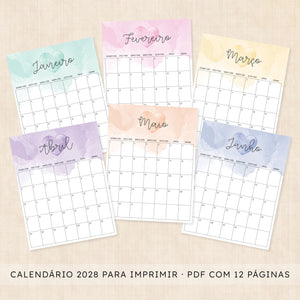 Calendário 2028 para imprimir