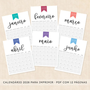 Calendário 2028 para imprimir