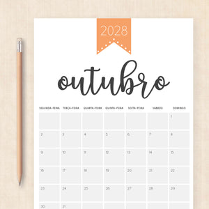 Calendário 2028 para imprimir