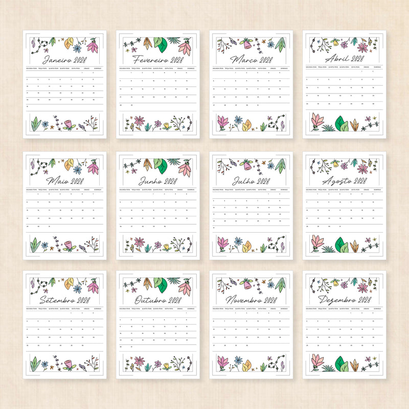 Calendário 2028 para imprimir