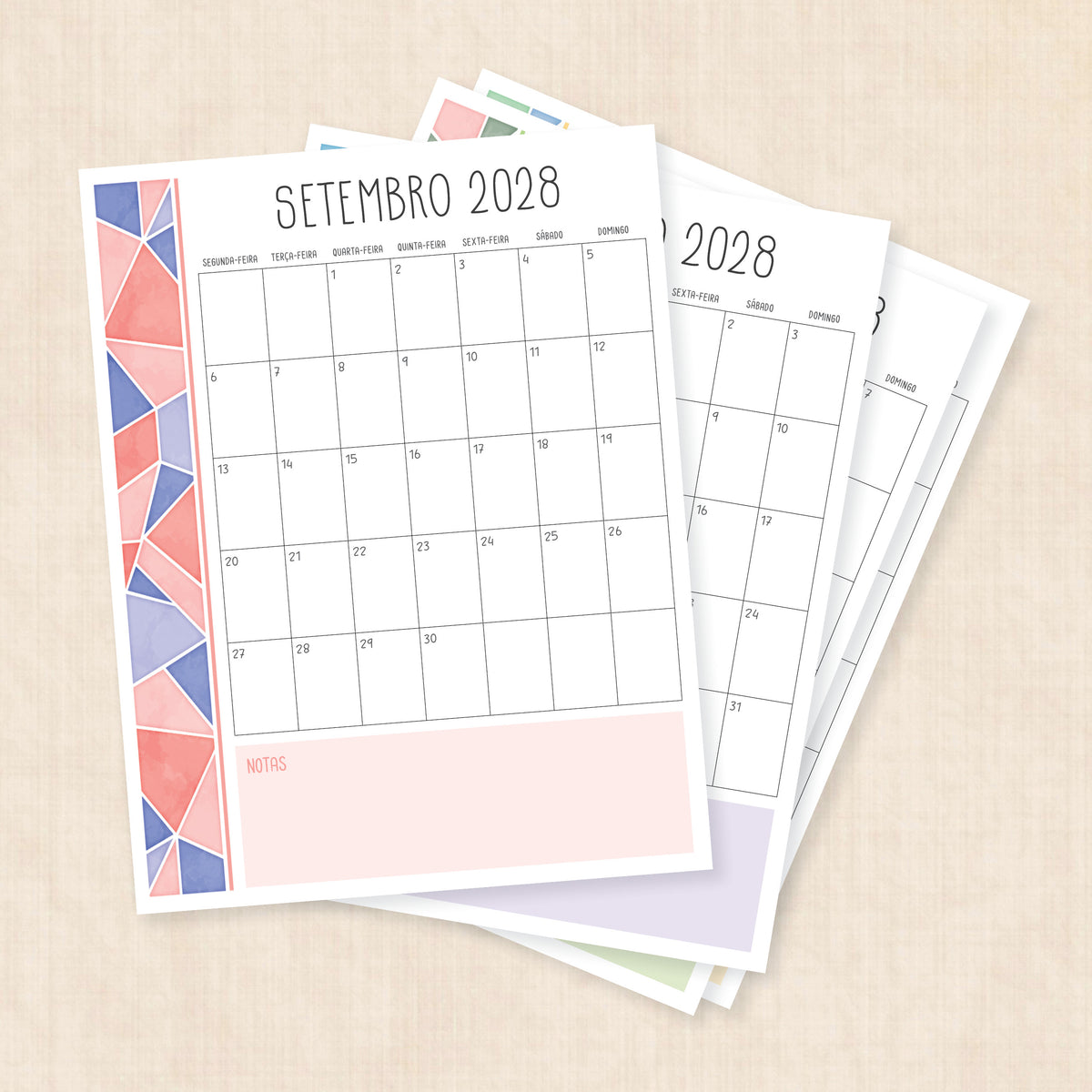 Calendário 2028 para imprimir
