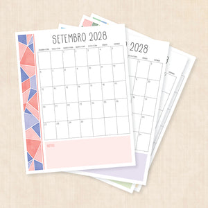 Calendário 2028 para imprimir
