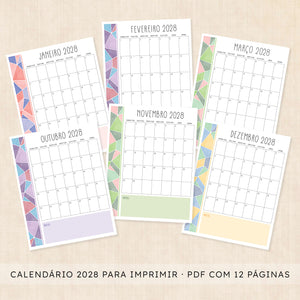 Calendário 2028 para imprimir