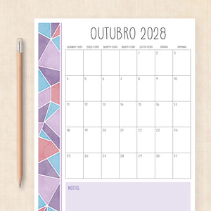 Calendário 2028 para imprimir