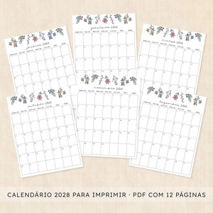 Calendário 2028 para imprimir