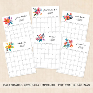 Calendário 2028 para imprimir