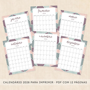 Calendário 2028 para imprimir