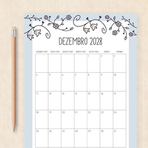 Calendário 2028 para imprimir