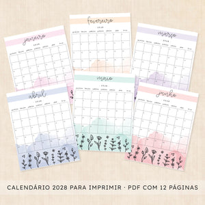 Calendário 2028 para imprimir