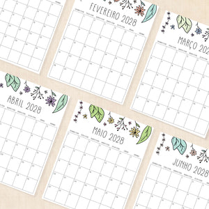 Calendário 2028 para imprimir