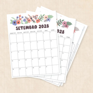 Calendário 2028 para imprimir