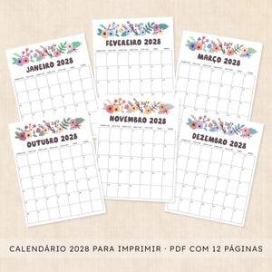 Calendário 2028 para imprimir