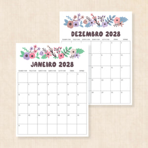 Calendário 2028 para imprimir