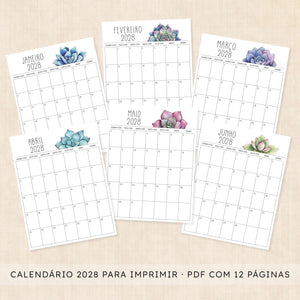 Calendário 2028 para imprimir