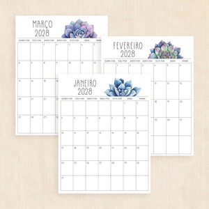 Calendário 2028 para imprimir