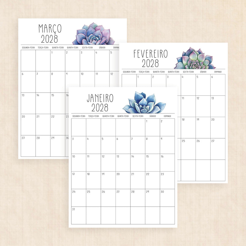 Calendário 2028 para imprimir