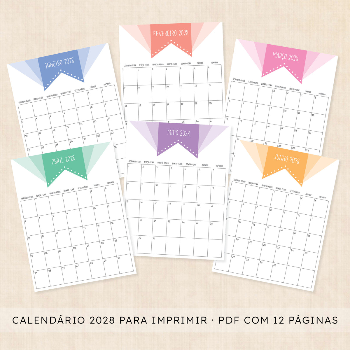 Calendário 2028 para imprimir