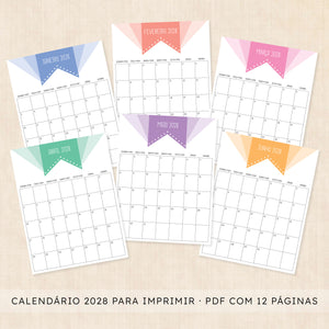 Calendário 2028 para imprimir