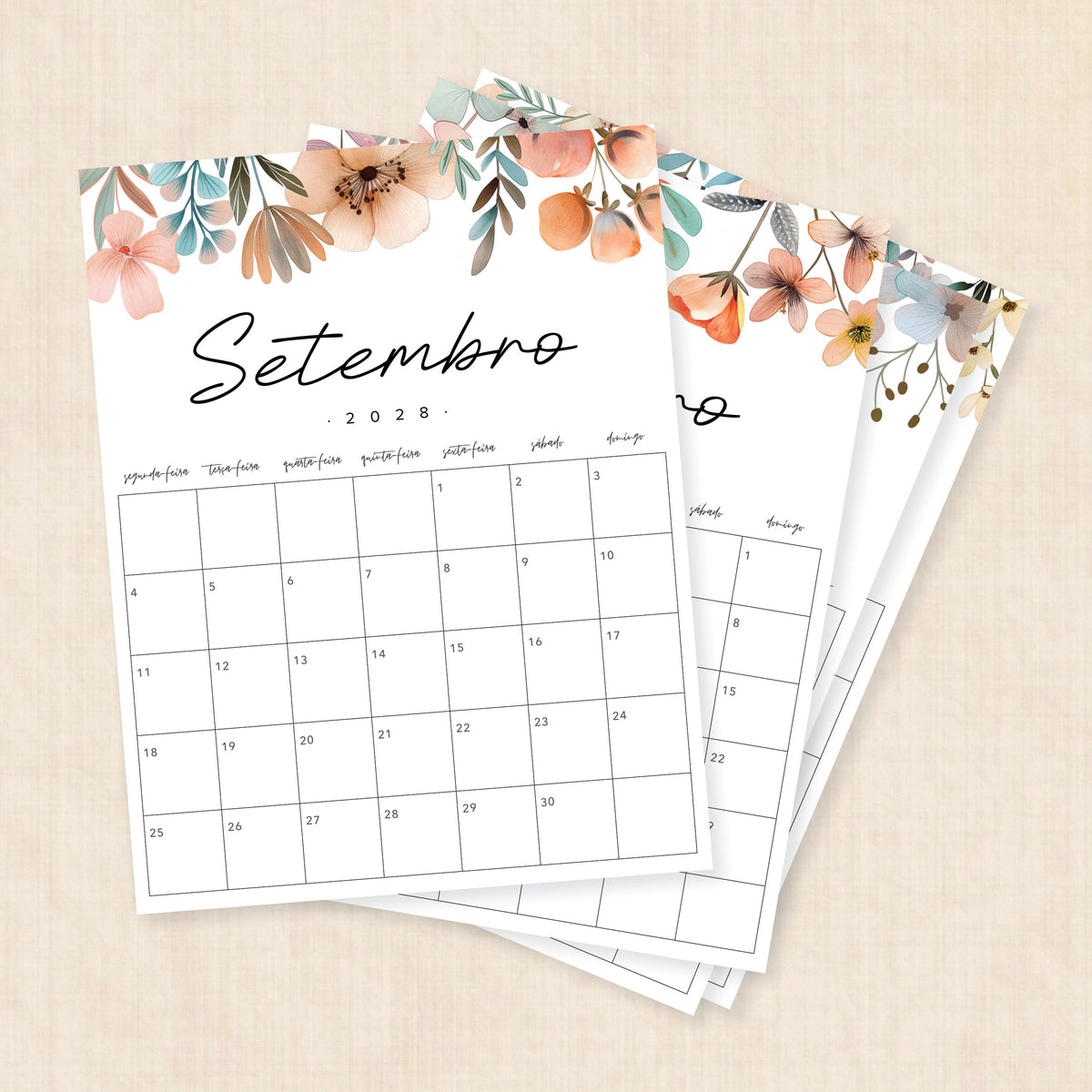 Calendário 2028 para imprimir