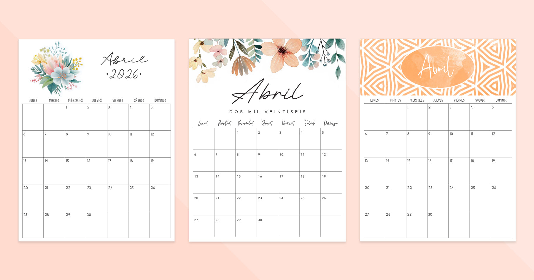 calendario abril 2026 para imprimir