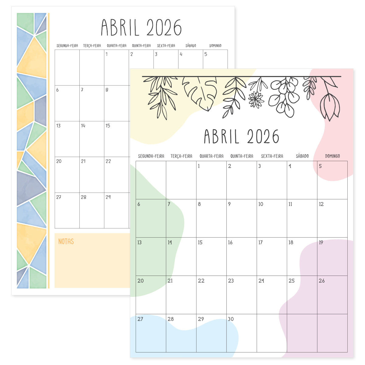 calendário abril 2026