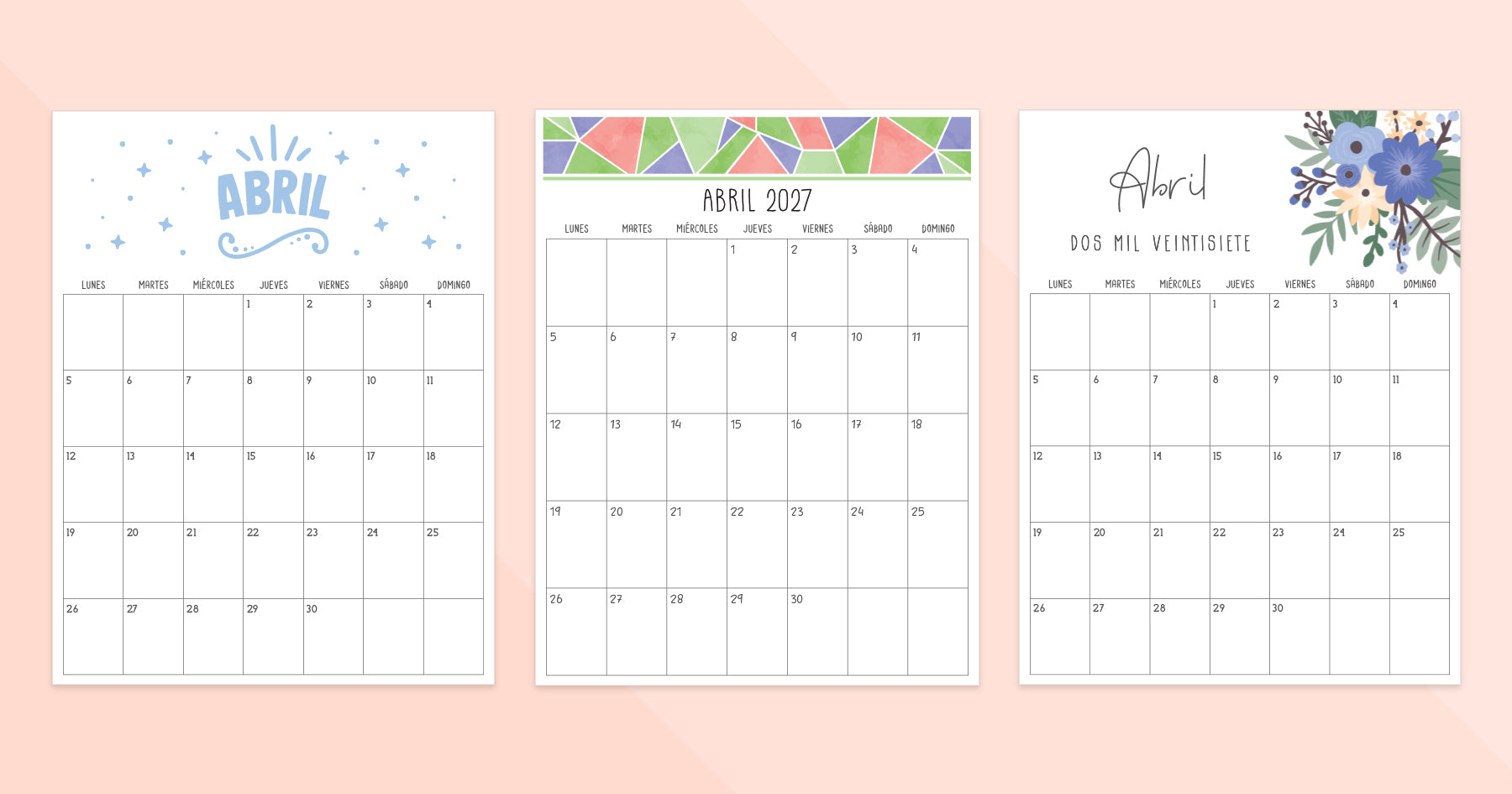 calendario abril 2027 para imprimir