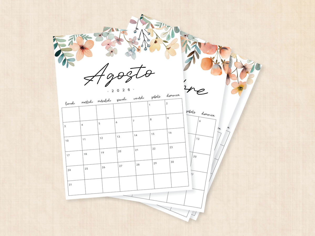 calendario annuale agosto 2026