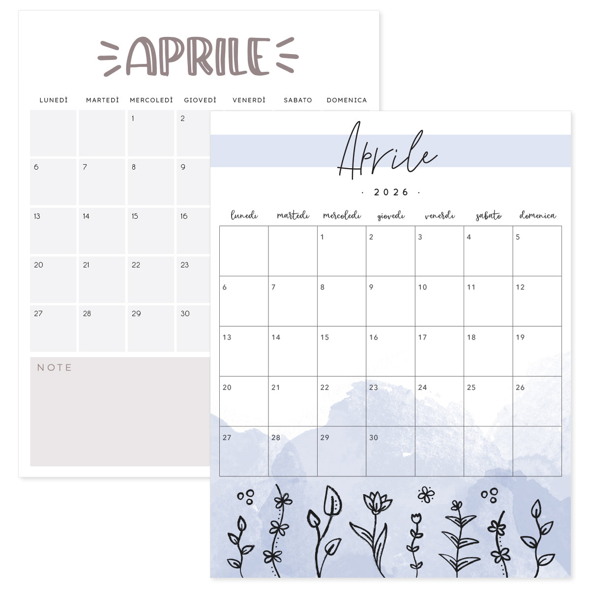 calendario aprile 2026