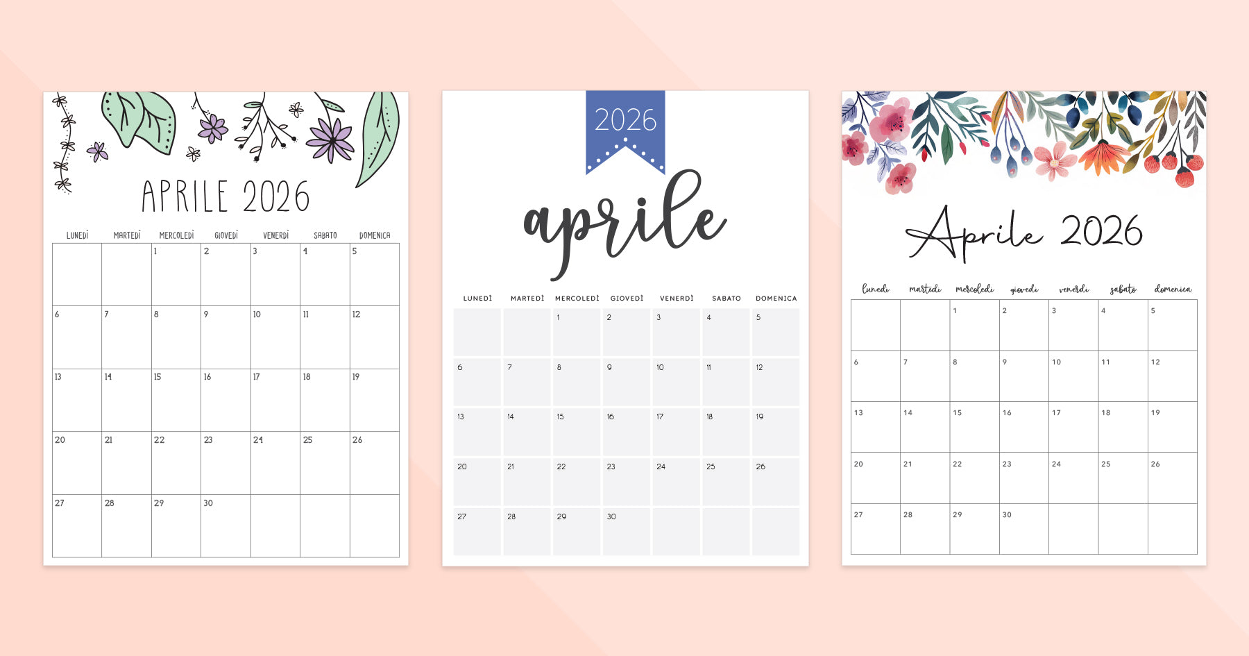 calendario aprile 2026