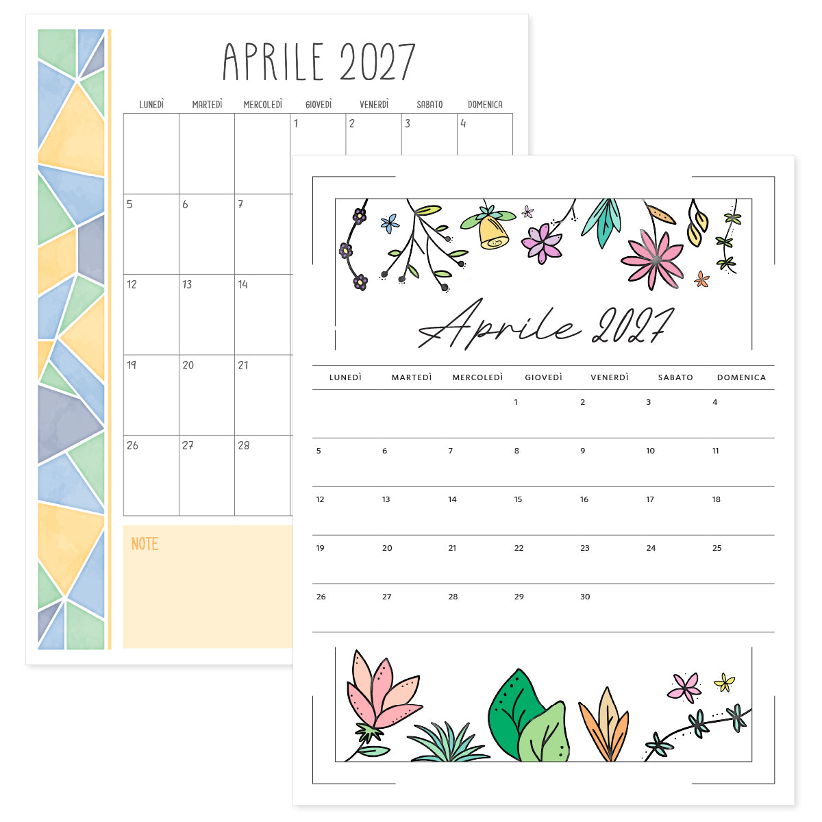 calendario aprile 2027 da stampare