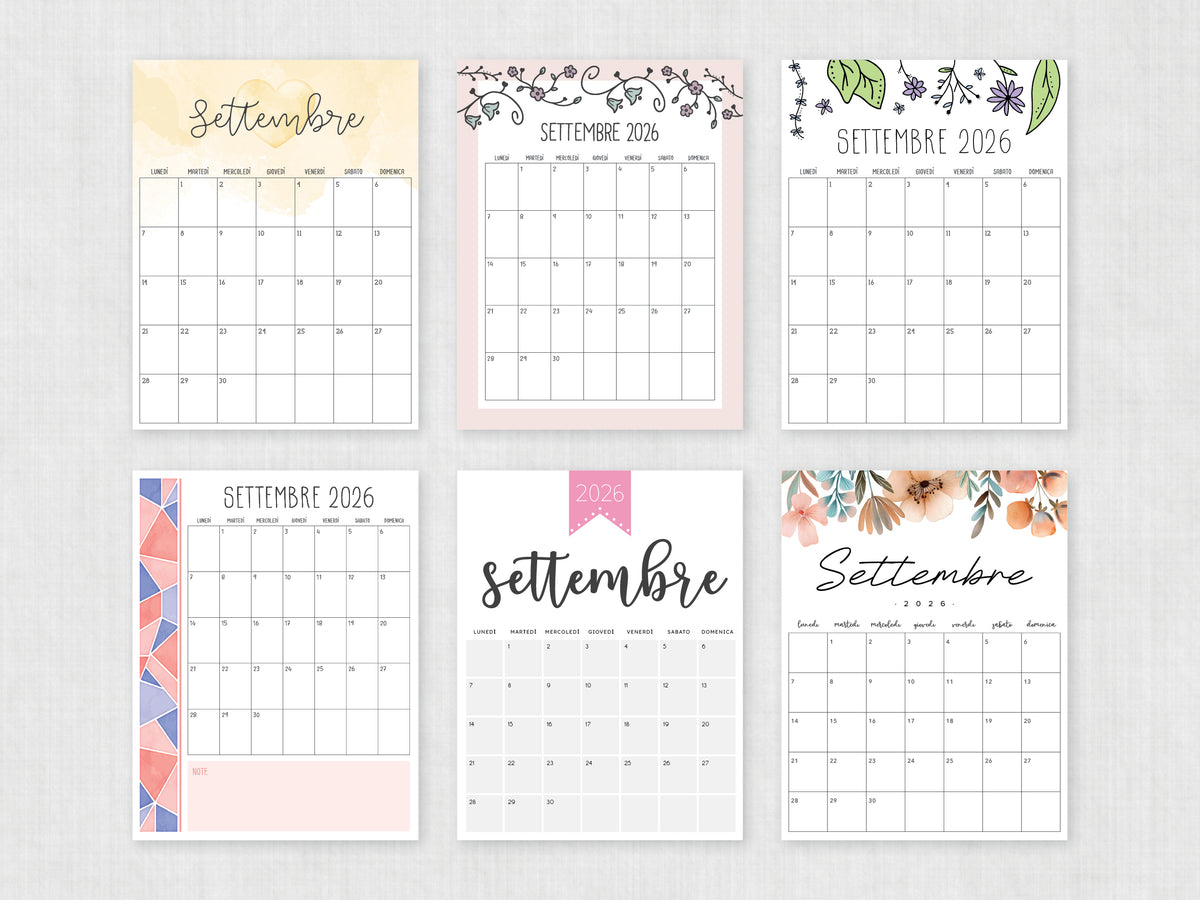 calendario de stampare settembre 2026