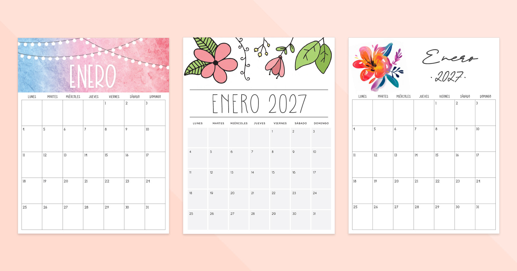 calendario enero 2027 para imprimir