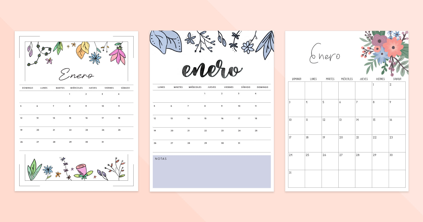 calendario enero para imprimir