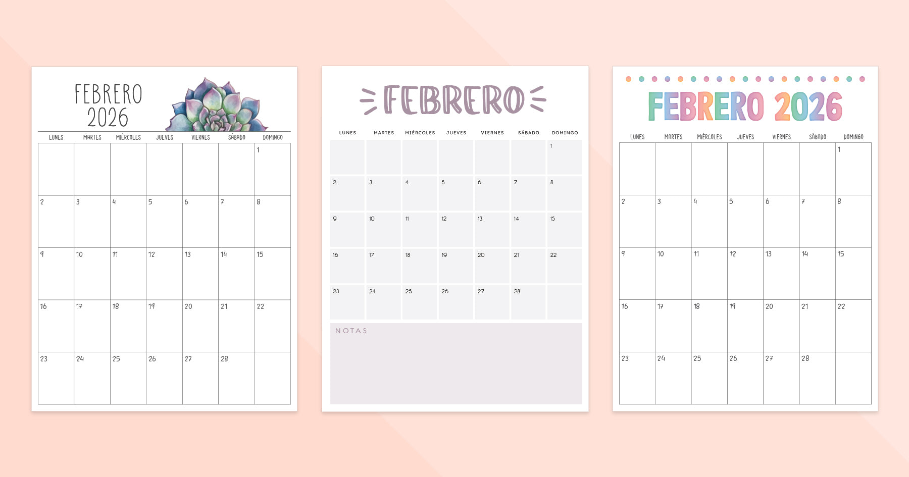 calendario febrero 2026 para imprimir