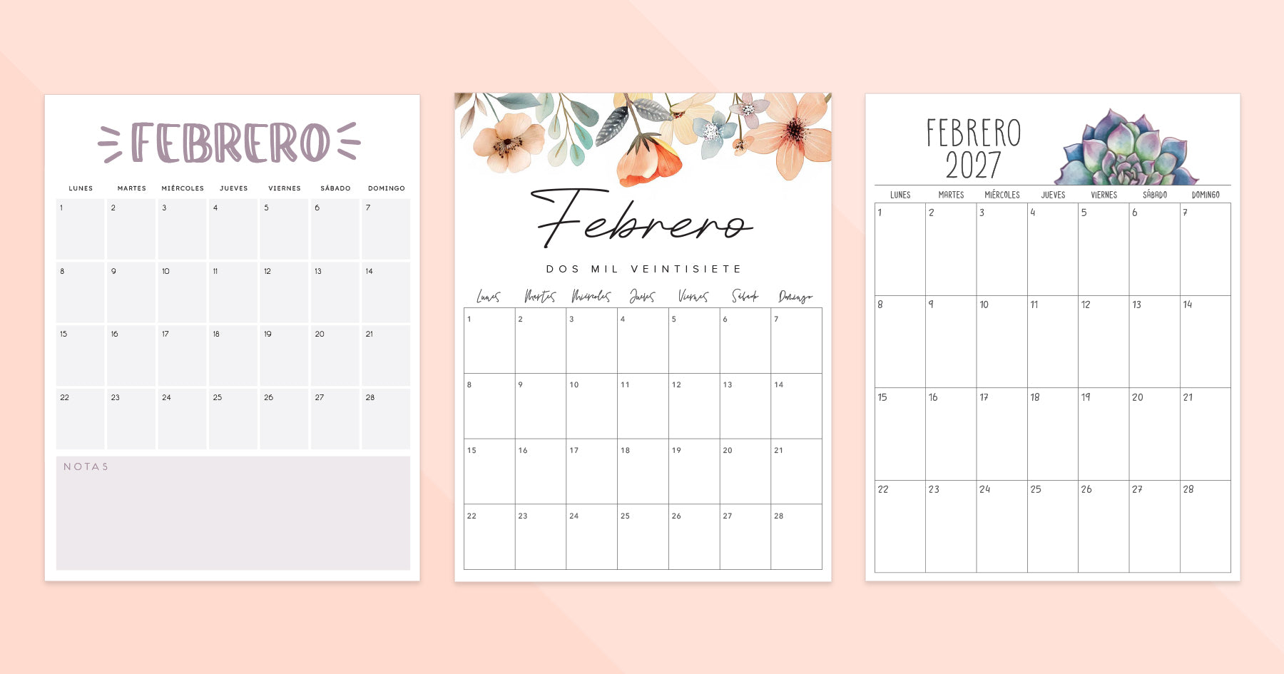 calendario febrero 2027 para imprimir