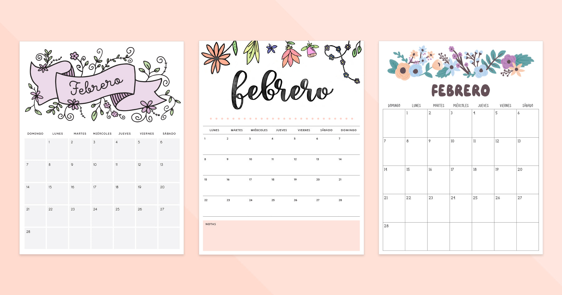 calendario febrero para imprimir