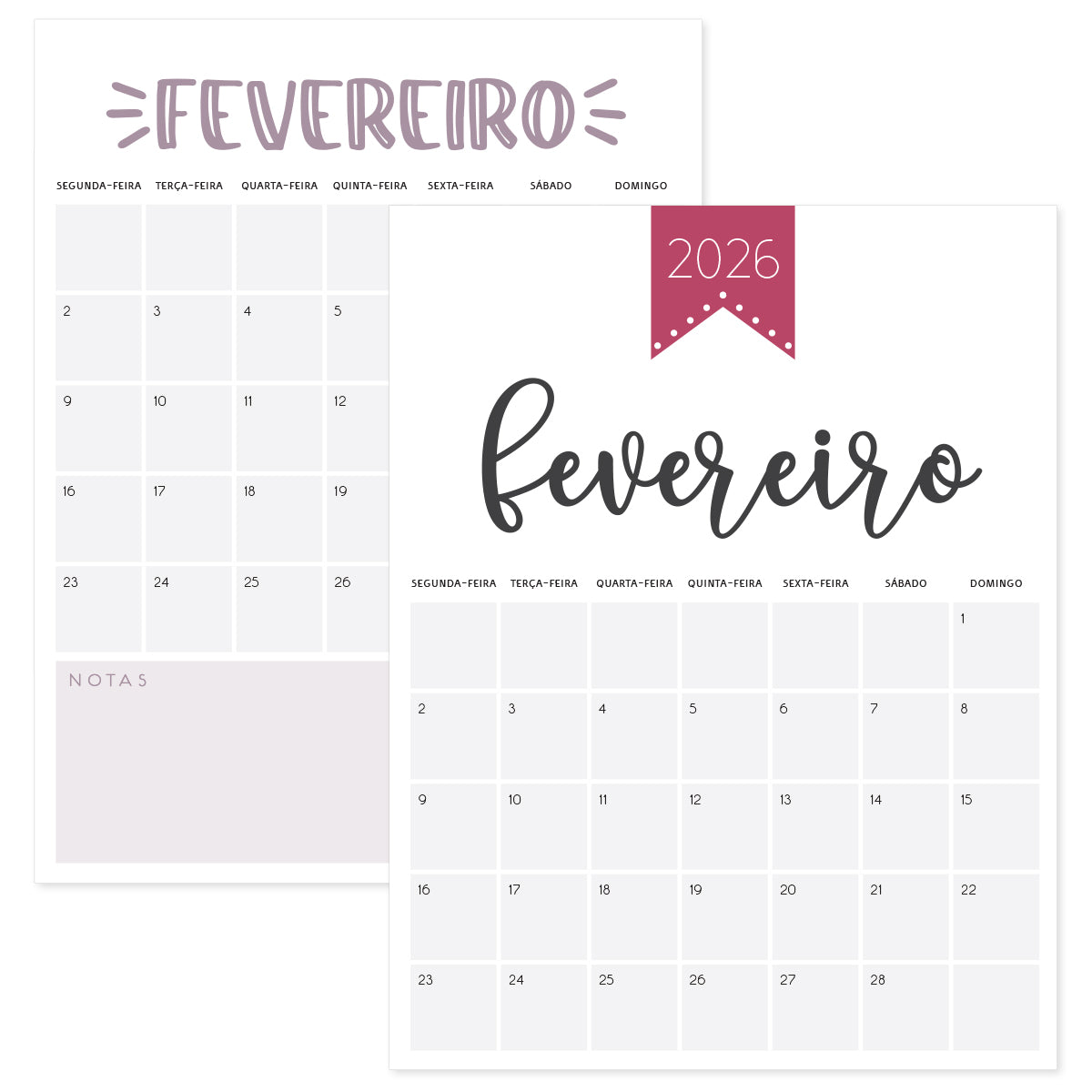 calendário fevereiro 2026