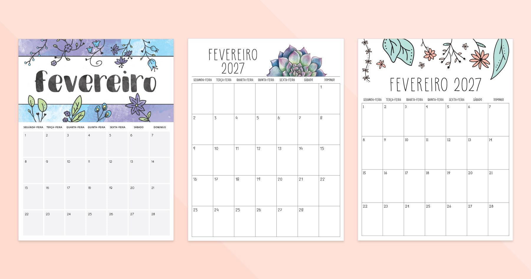 calendário fevereiro 2027 para imprimir