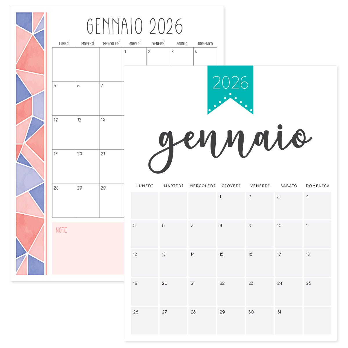 calendario gennaio 2026