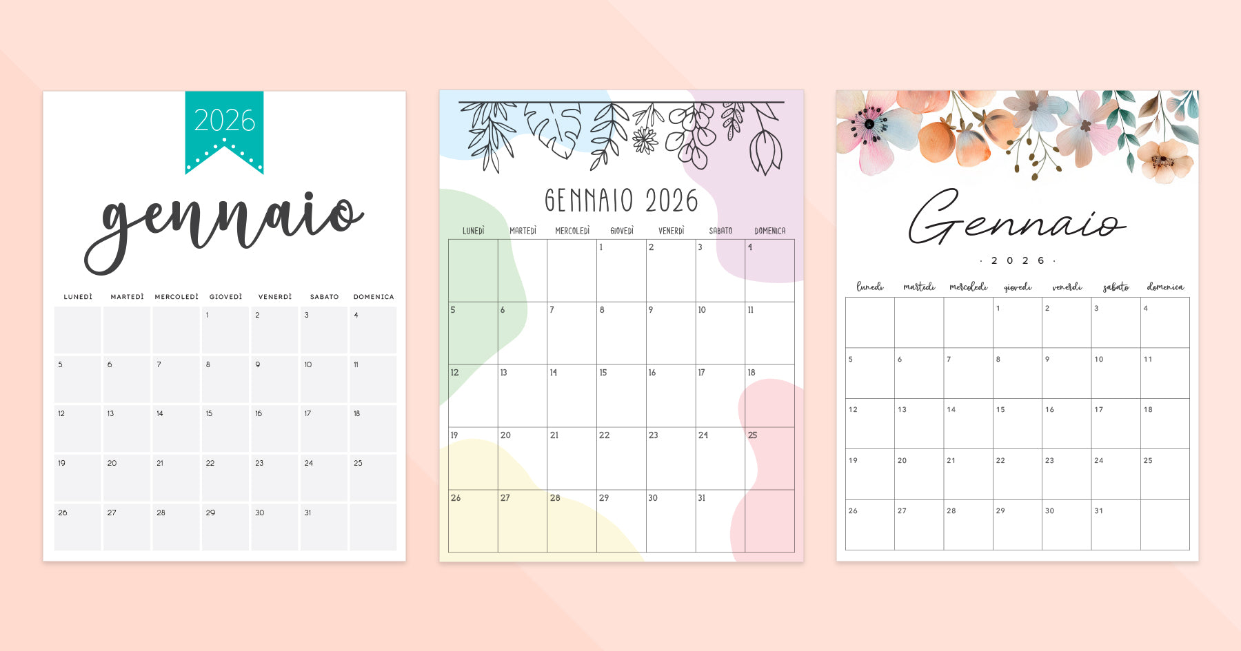 calendario gennaio 2026