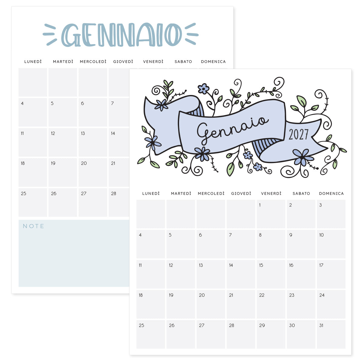 calendario gennaio 2027 da stampare