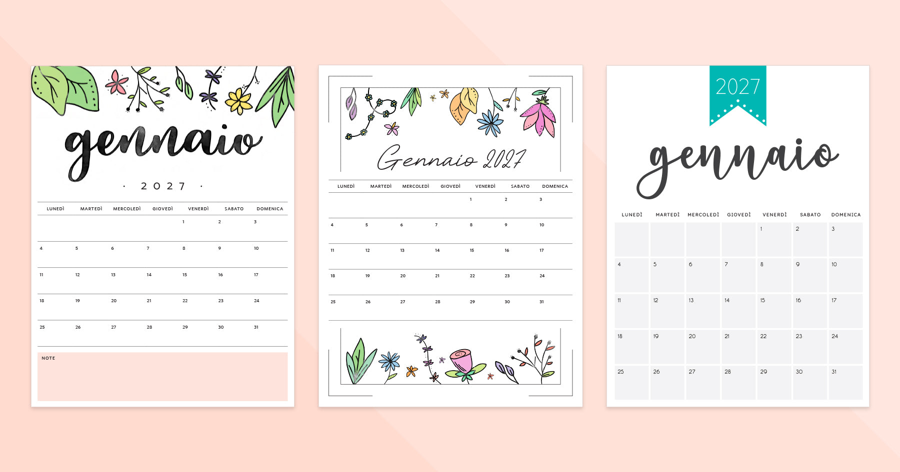 calendario gennaio 2027